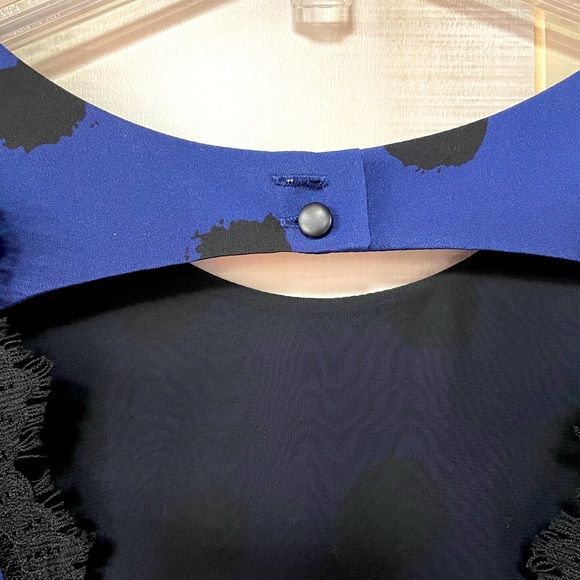 Corey Lynn Calter Black Navy Polka Dot Sleeveless Pocket Dress Lace Trim, Sz 10 - Picture 4 of 10